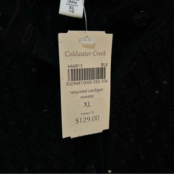 Coldwater Creek ~ new ~ Black Sequined 3/4 Sleeve Cardigan Sweater in size XL - Picture 4 of 9